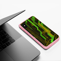 Чехол iPhone XS Max матовый Кибер схема зелёная, цвет: 3D-баблгам — фото 2