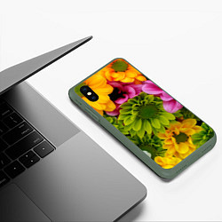Чехол iPhone XS Max матовый Паттерн цветочный, цвет: 3D-темно-зеленый — фото 2