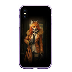 Чехол iPhone XS Max матовый Девушка лиса детектив, цвет: 3D-светло-сиреневый