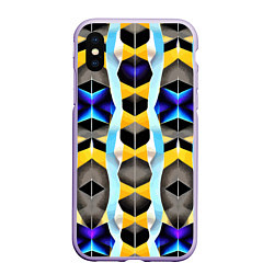 Чехол iPhone XS Max матовый Vanguard geometric pattern - neural network, цвет: 3D-светло-сиреневый