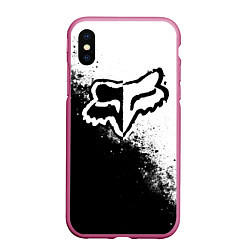 Чехол iPhone XS Max матовый Fox motocross - черно-белые пятна, цвет: 3D-малиновый