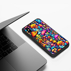 Чехол iPhone XS Max матовый Кислотные психоделические грибы, цвет: 3D-черный — фото 2