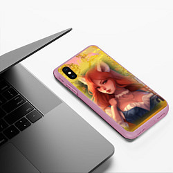 Чехол iPhone XS Max матовый Девушка лисица в осеннем лесу, цвет: 3D-розовый — фото 2