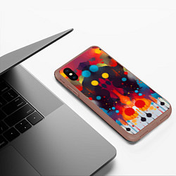 Чехол iPhone XS Max матовый Mirrow colorful blots - abstraction - vogue, цвет: 3D-коричневый — фото 2