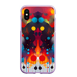 Чехол iPhone XS Max матовый Mirrow colorful blots - abstraction - vogue, цвет: 3D-сиреневый