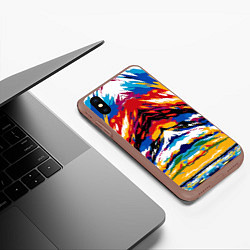 Чехол iPhone XS Max матовый Vanguard abstraction - vogue - art, цвет: 3D-коричневый — фото 2