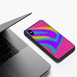 Чехол iPhone XS Max матовый Круглые пиксели, цвет: 3D-черный — фото 2