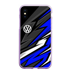 Чехол iPhone XS Max матовый Volkswagen - Синяя абстракция, цвет: 3D-сиреневый