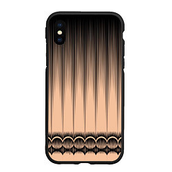 Чехол iPhone XS Max матовый Персиковый полосатый градиент, цвет: 3D-черный