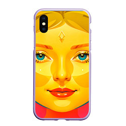 Чехол iPhone XS Max матовый Девушка желтоликая, цвет: 3D-светло-сиреневый