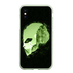 Чехол iPhone XS Max матовый Пещера в форме головы пришельца, цвет: 3D-салатовый
