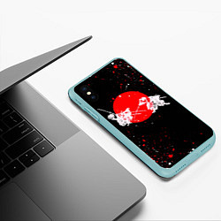 Чехол iPhone XS Max матовый Два белых самурая, цвет: 3D-мятный — фото 2