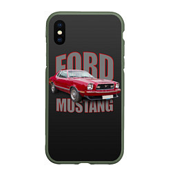 Чехол iPhone XS Max матовый Автомашина Ford Mustang, цвет: 3D-темно-зеленый