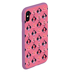 Чехол iPhone XS Max матовый Розовая клеточка black pink, цвет: 3D-фиолетовый — фото 2