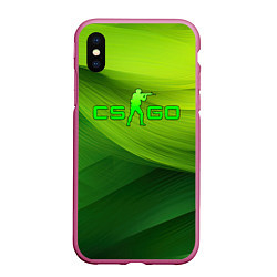 Чехол iPhone XS Max матовый CSGO green logo, цвет: 3D-малиновый