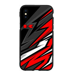 Чехол iPhone XS Max матовый Kawasaki - red uniform, цвет: 3D-черный