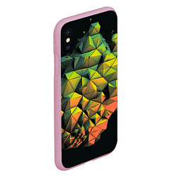 Чехол iPhone XS Max матовый Зеленая кубическая абстракция, цвет: 3D-розовый — фото 2