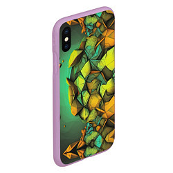 Чехол iPhone XS Max матовый Зеленая объемная абстракция, цвет: 3D-сиреневый — фото 2