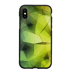 Чехол iPhone XS Max матовый Зеленая текстура объемная, цвет: 3D-черный