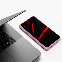 Чехол iPhone XS Max матовый Red lighting black background, цвет: 3D-розовый — фото 2