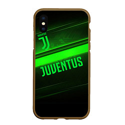 Чехол iPhone XS Max матовый Juventus green line, цвет: 3D-коричневый