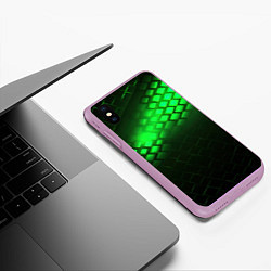 Чехол iPhone XS Max матовый Неоновые зеленые пластины, цвет: 3D-сиреневый — фото 2