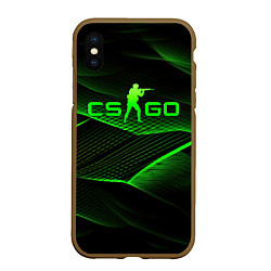 Чехол iPhone XS Max матовый CSGO green abstract lines, цвет: 3D-коричневый