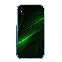 Чехол iPhone XS Max матовый Green neon lines, цвет: 3D-голубой