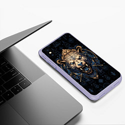 Чехол iPhone XS Max матовый Медведь викингов, цвет: 3D-светло-сиреневый — фото 2
