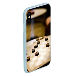 Чехол iPhone XS Max матовый Игра в шашки, цвет: 3D-голубой — фото 2