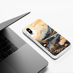 Чехол iPhone XS Max матовый Солнечное утро в цветущих горах, цвет: 3D-белый — фото 2