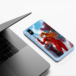 Чехол iPhone XS Max матовый Аска Еванеглион, цвет: 3D-голубой — фото 2