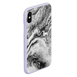 Чехол iPhone XS Max матовый Черно-белая мраморная абстракция, цвет: 3D-светло-сиреневый — фото 2