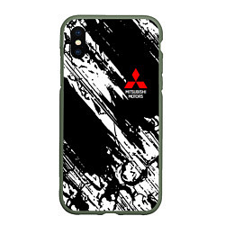 Чехол iPhone XS Max матовый Mitsubishi - белый пятна, цвет: 3D-темно-зеленый