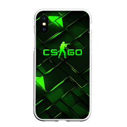 Чехол iPhone XS Max матовый CSGO green abstract elements, цвет: 3D-белый