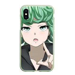 Чехол iPhone XS Max матовый One Punch Man Тацумаки, цвет: 3D-салатовый