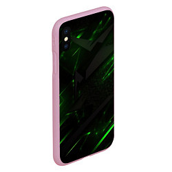 Чехол iPhone XS Max матовый Dark black green abstract, цвет: 3D-розовый — фото 2