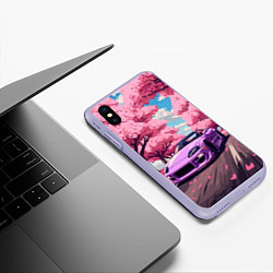 Чехол iPhone XS Max матовый Тойота супра и сакура, цвет: 3D-светло-сиреневый — фото 2