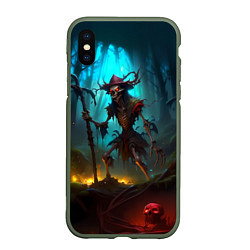 Чехол iPhone XS Max матовый Скелет в мрачном лесу, цвет: 3D-темно-зеленый