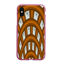 Чехол iPhone XS Max матовый Деревянные своды, цвет: 3D-малиновый