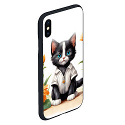 Чехол iPhone XS Max матовый Котенок на цветочной поляне, цвет: 3D-черный — фото 2