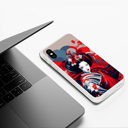 Чехол iPhone XS Max матовый Geisha vector style, цвет: 3D-белый — фото 2