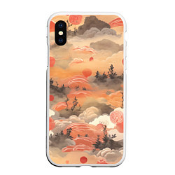 Чехол iPhone XS Max матовый Japen pattern, цвет: 3D-белый