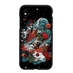 Чехол iPhone XS Max матовый Водный дракон, цвет: 3D-черный