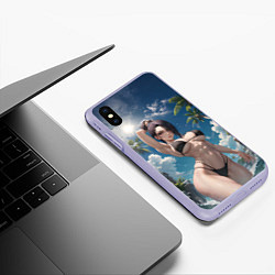 Чехол iPhone XS Max матовый Девушка в купальник на море, цвет: 3D-светло-сиреневый — фото 2