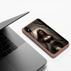 Чехол iPhone XS Max матовый Девушка в черном белье, цвет: 3D-коричневый — фото 2