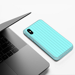 Чехол iPhone XS Max матовый Небесно-голубой полосатый, цвет: 3D-мятный — фото 2