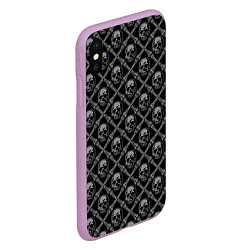 Чехол iPhone XS Max матовый Черепа и кости - чёрный, цвет: 3D-сиреневый — фото 2