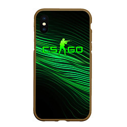 Чехол iPhone XS Max матовый CSGO green lines logo, цвет: 3D-коричневый