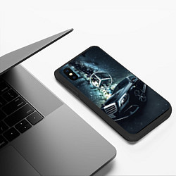 Чехол iPhone XS Max матовый Мерседес космос, цвет: 3D-черный — фото 2